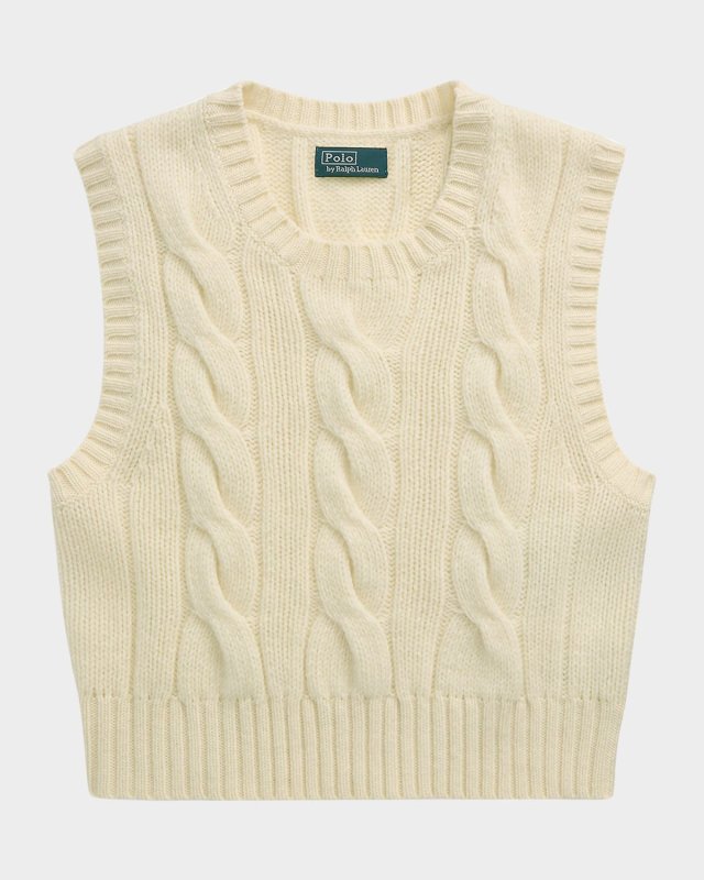 Cropped Cable Wool-Cashmere Sweat
